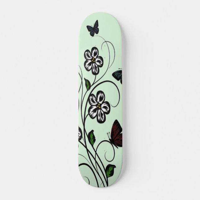 Skateboard Jardin aux papillons vert (Devant)
