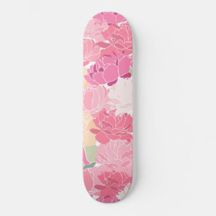 Skateboard Jardins Floraux de Pivoines Roses Fleurs Féminines