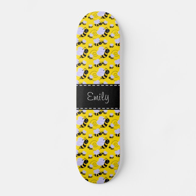 Skateboard Jaune et noir gaffez l'abeille (Recto)