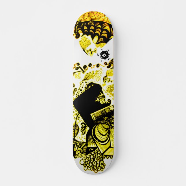 Skateboard Jaune noir (Devant)