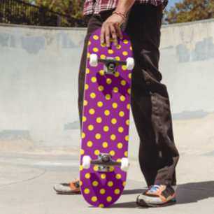 Skateboard Jaune sur violet Pois design Motif