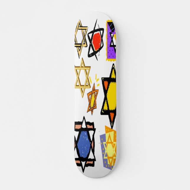 SKATEBOARD JEWISH STARS PRO DECK - JUDAIC GIFTS - HANOUKKA (Devant)