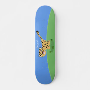 Skateboard Joli bébé guépard en cours de dessin animé illustr