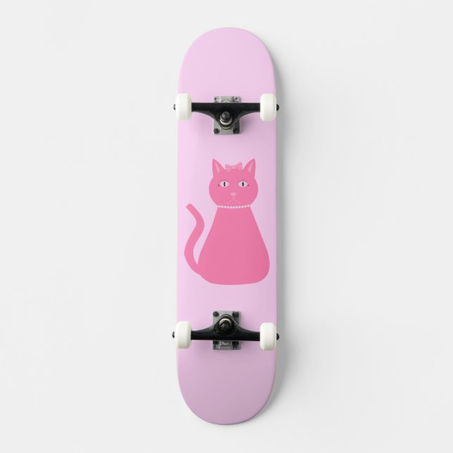 Skateboard Joli chat fille rose bébé (Recto)