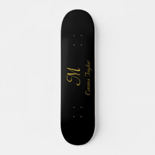 Skateboard Joli Monogramme noir et or Nom du script
