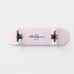 Skateboard Joli Pastel Rose Élégant Simple Mignonne Monogramm