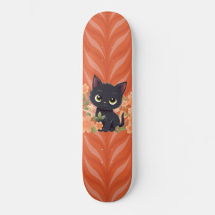 Skateboard Joli petit chat noir Kawaii 