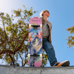 Skateboard Joli pont de tortue de mer fleurie