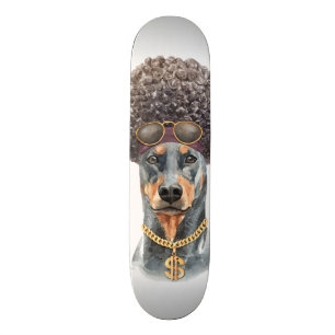 Skateboard Joli Rapper Aquarelle Doberman