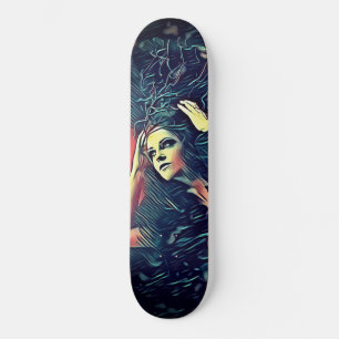 Skateboard Jolie Forêt Sorcière gothique Fille Noir Orange