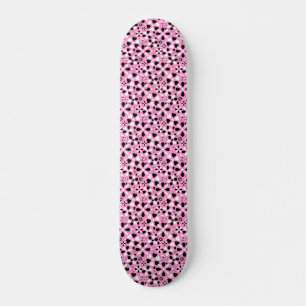 Skateboard Jolies fleurs noires blanches