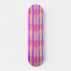 Skateboard Jolies Rayures Pastel Arc-en-ciel