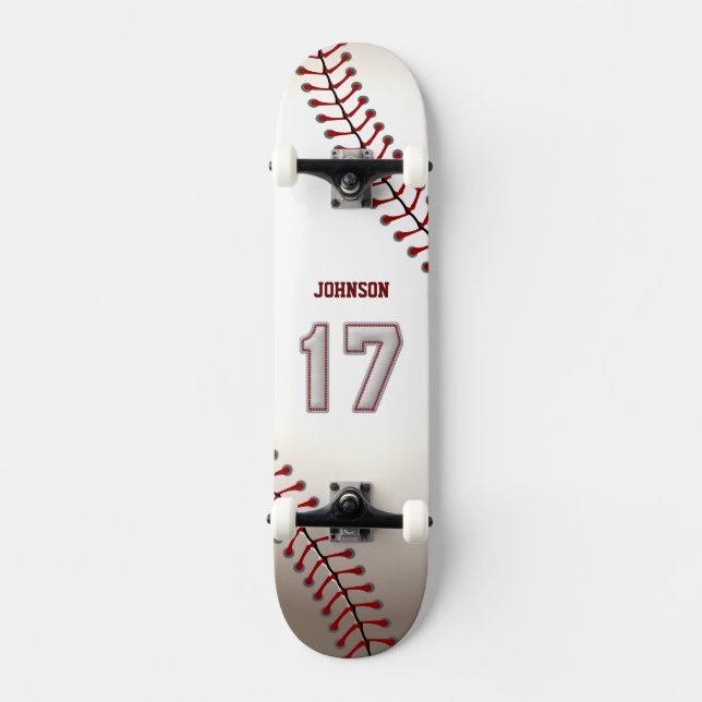 Skateboard Joueur numéro 17 - points frais de base-ball (Recto)