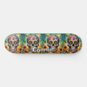 Skateboard Jour du crâne de sucre de la florale morte Personn
