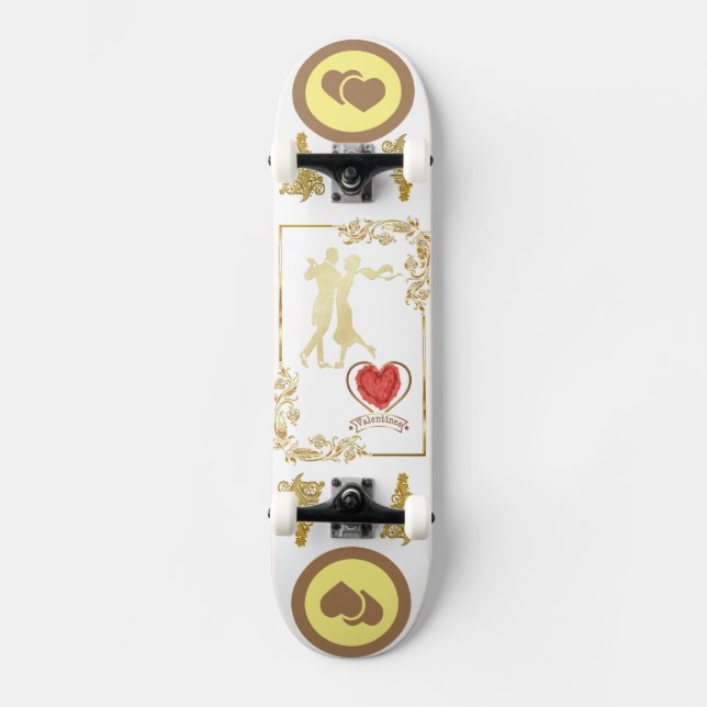 Skateboard Joyeux Couples Danse Valentines conception vectori (Recto)