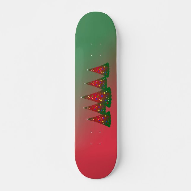 Skateboard Joyeux sapin rouge vert (Devant)