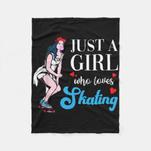 Skateboard Just A Skater Girl Who Loves Skating Fleece Blanket