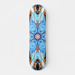 Skateboard Kaleidoscope psychédélique Fleur Bleu et Orange