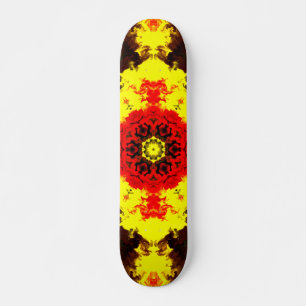 Skateboard Kaleidoscope psychédélique Fleur Jaune et Rouge