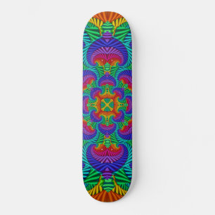 Skateboard Kaleidoscope Vintage et fractal arc-en-ciel