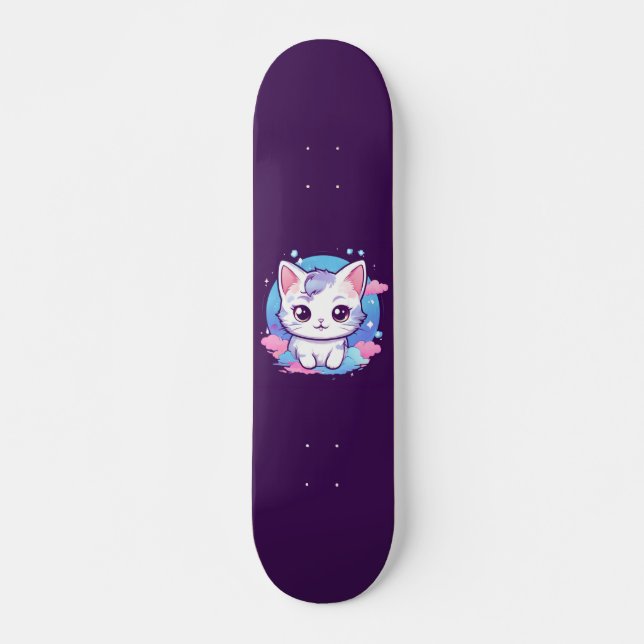 Skateboard Kawaii Chat Rose (Devant)