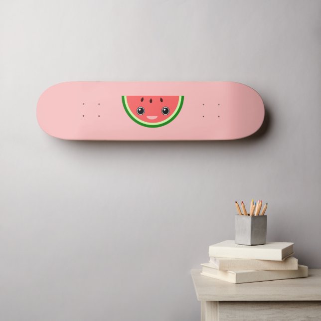 Skateboard Kawaii Watermelon mignon rose (Art mural (Horz))