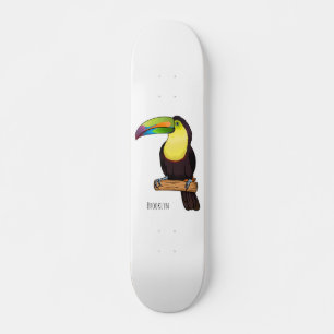 Skateboard Keel-billed toucan bird cartoon illustration