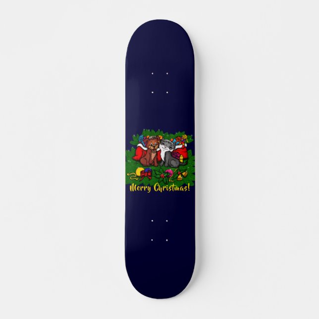 Skateboard Kitty et chiot, Happy XMas (Devant)