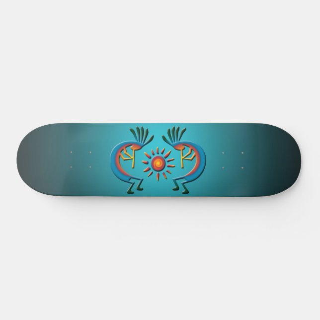 Skateboard Kokopelli avec Sun Turquoise Ombre (Horz)