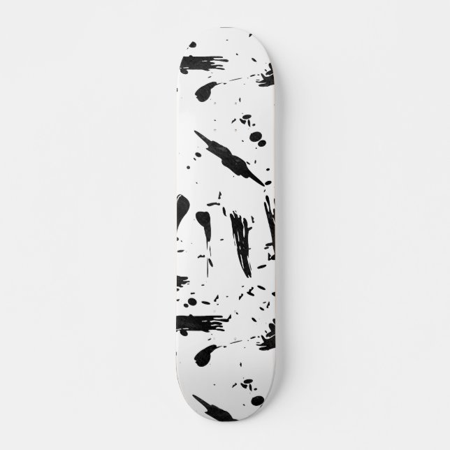 Skateboard La brosse blanche noire moderne frotte la peinture (Devant)