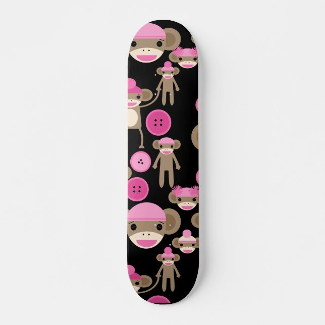 Skateboard La chaussette rose Girly mignonne Monkeys des (Devant)