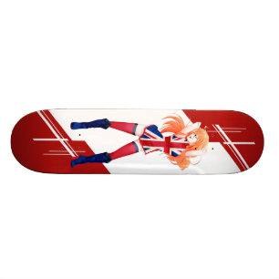 Skateboard La fille d'Union Jack Manga s'est habillée dans l