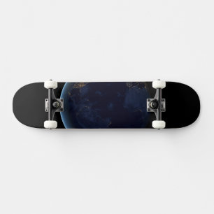 Skateboard La nuit, lumière de la ville terrestre