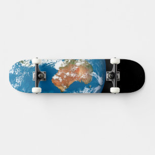 Skateboard La Planète Terre Montre Des Nuages Sur L'Australie