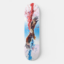 L'aigle à tête blanche survole une tache de rouge,