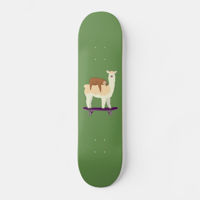 Skateboard Lama faisant de la planche à roulettes mignon avec (Recto)