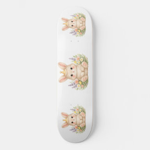 Skateboard Lapin de jardin sucré - Art aquarelle