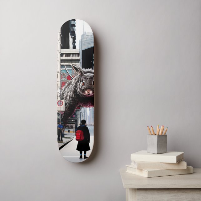 Skateboard Lapin géant dans les rues du Japon (Art mural)