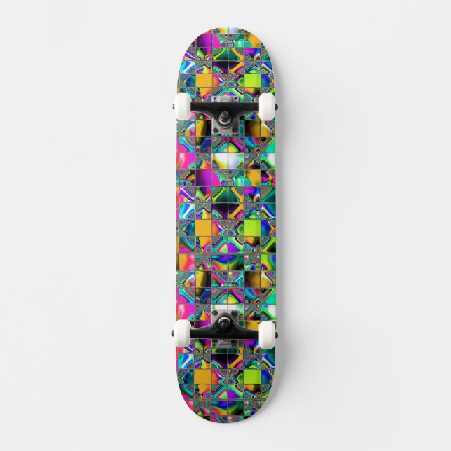 Skateboard L'art de la mosaïque arc-en-ciel des années 90 (Recto)