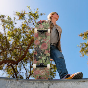 Skateboard L'art des roses rouges