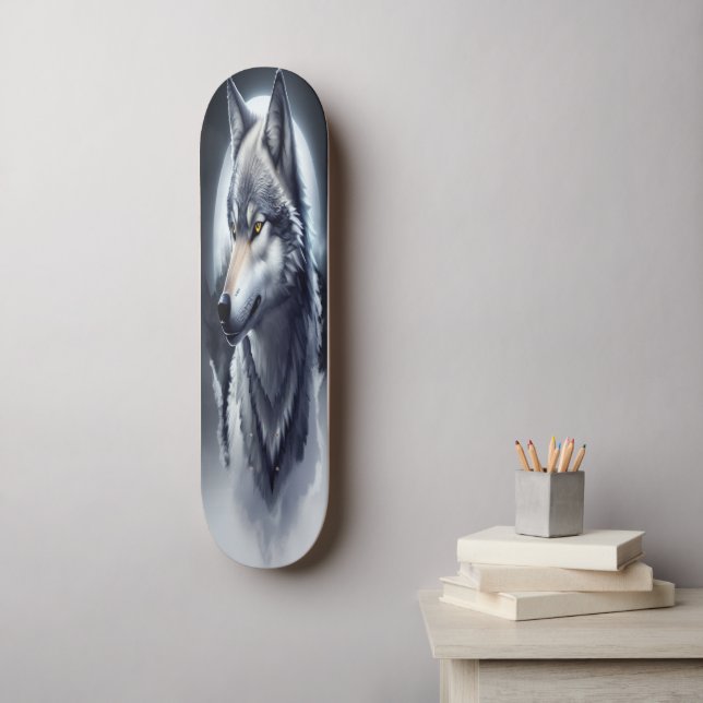 Skateboard L'art du loup de Majastic, Design d'Art numérique (Art mural)