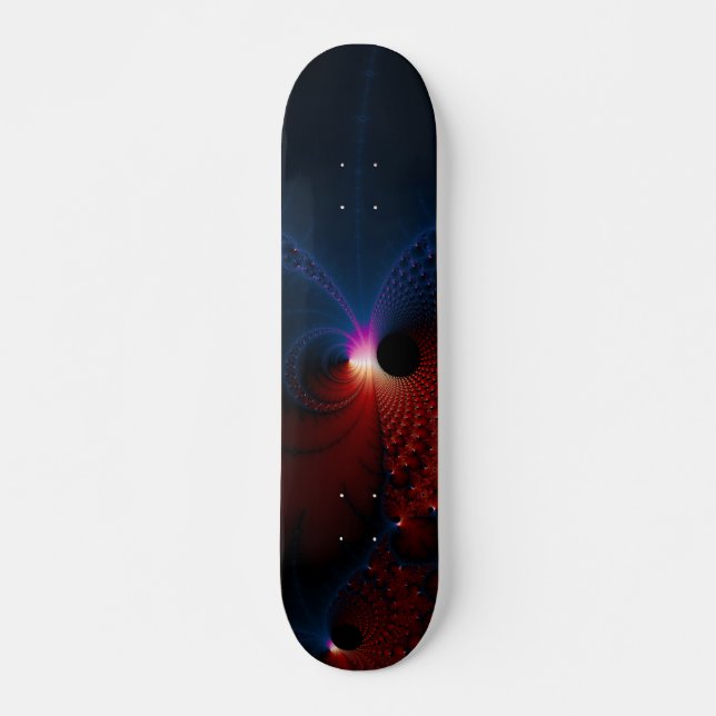 Skateboard L'art fractal des cellules bleues rouges (Devant)