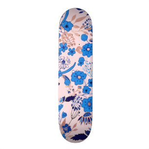 Skateboard Le joli bleu azuré rougissent illustration florale