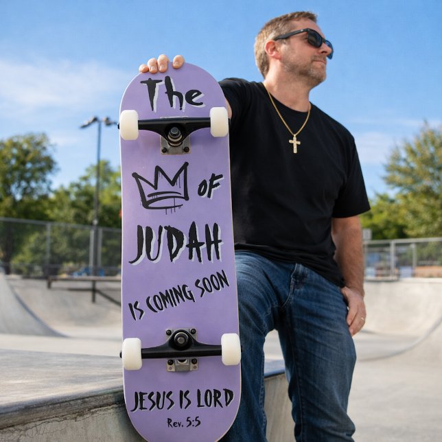 Skateboard Le roi de Juda Jésus Doodle pourpre chrétien (Créateur téléchargé)