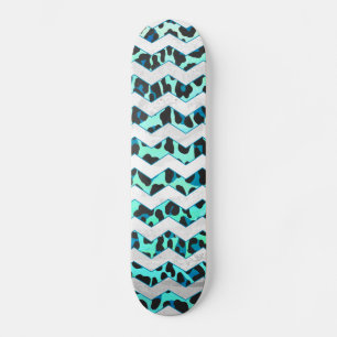 Skateboard Léopard noir et Turquoise