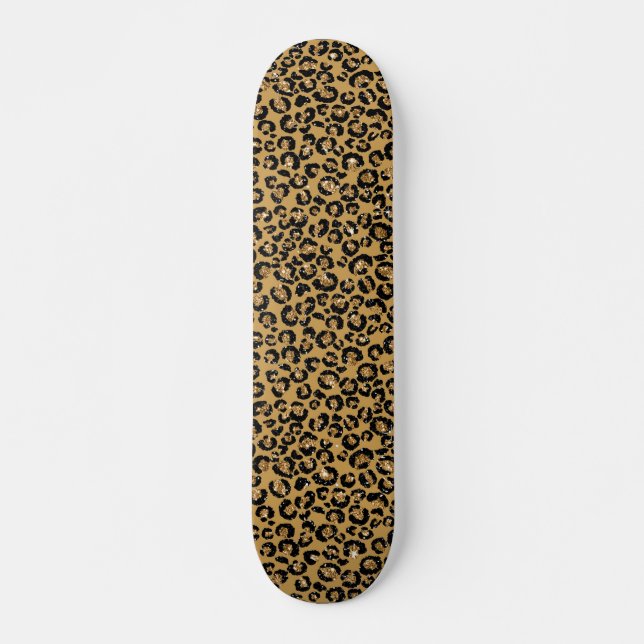 Skateboard Leopard Spots Gold Fur Jaguar Motif (Devant)