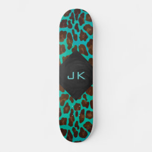 Skateboard Léopard Turquoise et Brown