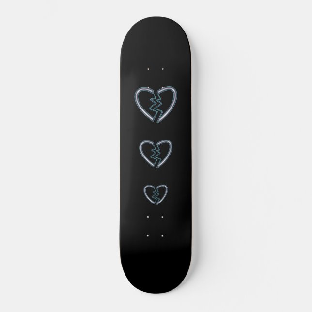 Skateboard Les coeurs brisés en métal (Recto)