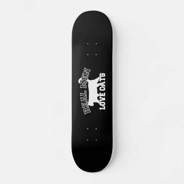 Skateboard Les vrais hommes aiment les chats Silhouette (Recto)