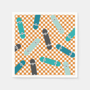 Skateboard Let's Kick It Birthday Napkin
